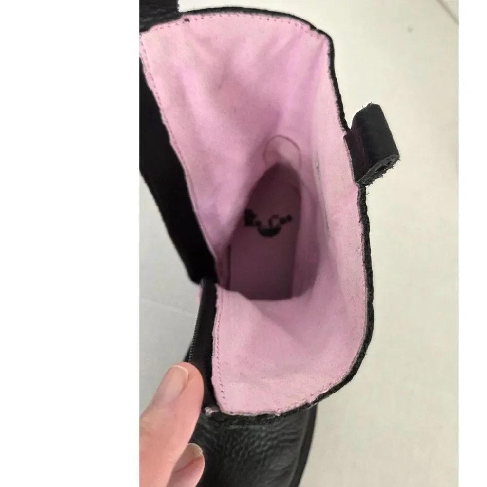 Dr. Martens Bex Heart Girls Boots Size 2 Black Pink Zip